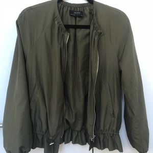 Zara army green light fleece jacket